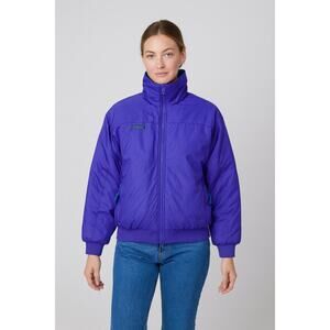 Columbia Womens L Purple Teal Reversible Down Puffer Jacket Vintage Coat Large